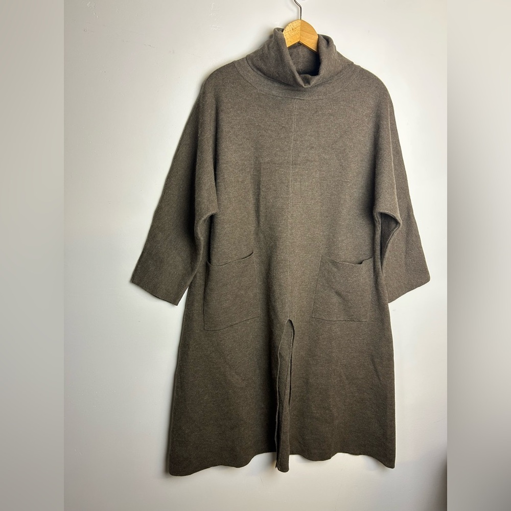 Kerisma Turtleneck Midi Dress Size Os Minimalist Luxury Cashmere Blend Earthy